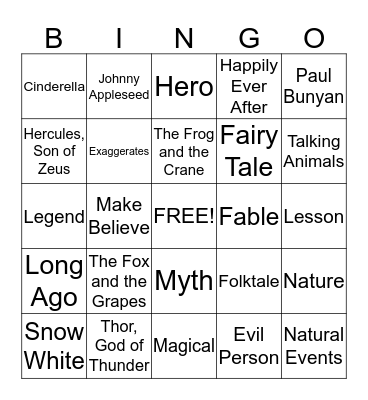 Genre Bingo Card