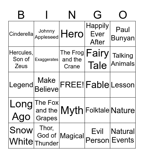 Genre Bingo Card