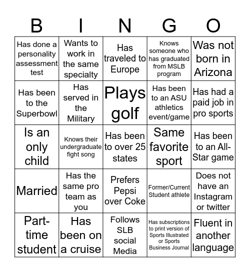 MSLB  BINGO Card