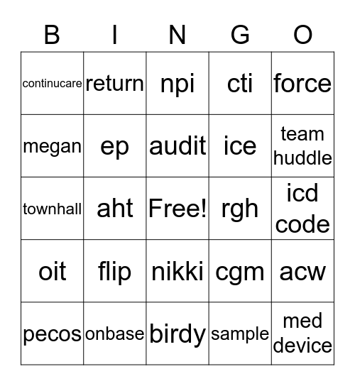 BUZZ WORD Bingo Card