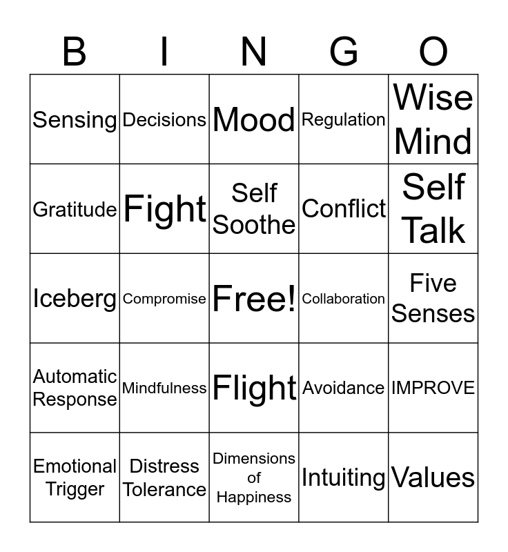 Week in Review Bingo Card