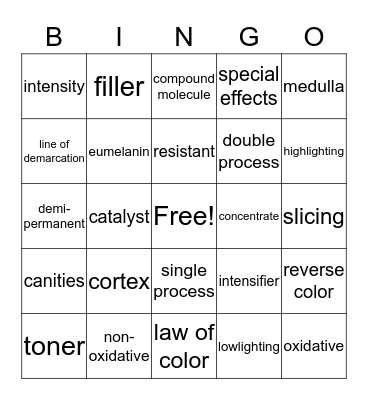 Haircolor Bingo Card
