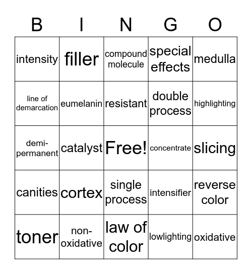 Haircolor Bingo Card