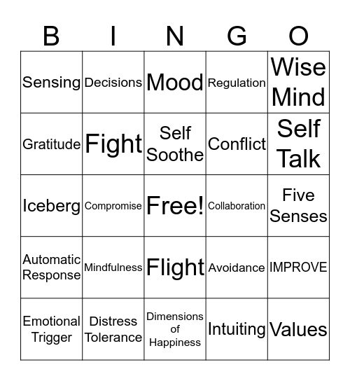 Week in Review Bingo Card