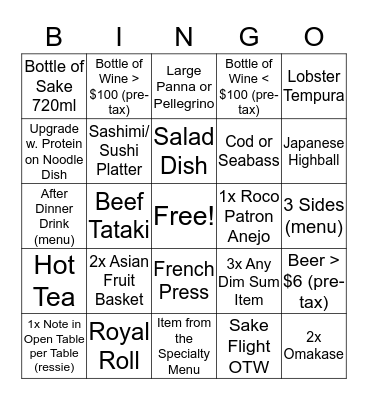 KAI Bingo Card