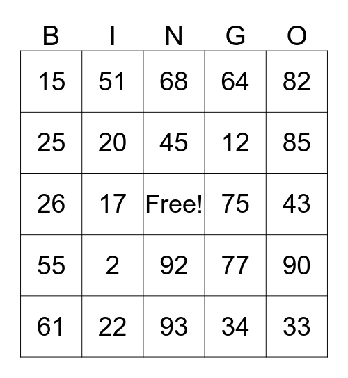 BINGO Card
