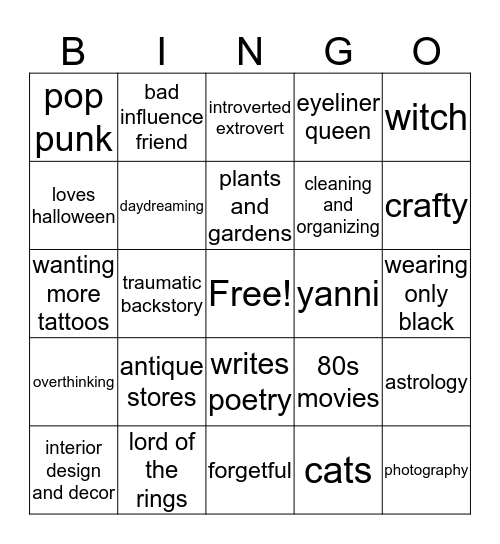 how similar are you to lothlorion Bingo Card