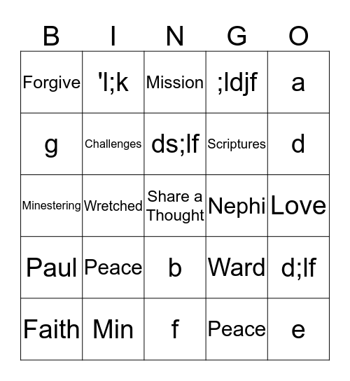 Romans 7-16 Bingo Card