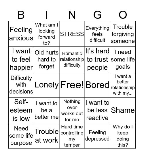 Life Happens Bingo Card