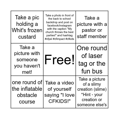 Back to School Bash Raffle Game Bingo Card