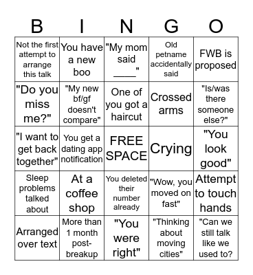 Things that happen during the closure chat Bingo Card