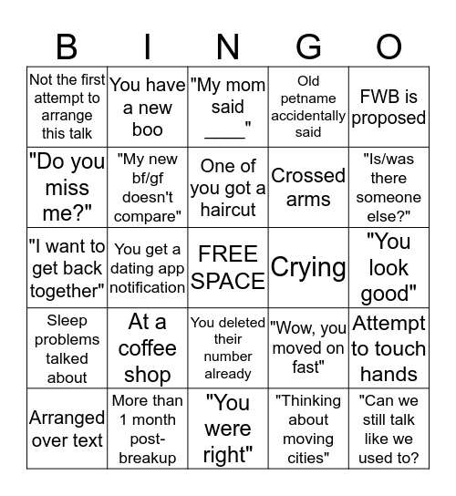 Things that happen during the closure chat Bingo Card