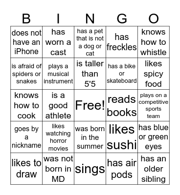 Find Someone Who... Bingo Card