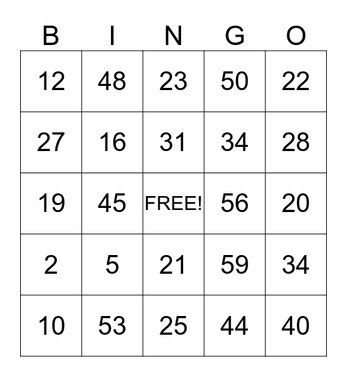 Place Value Bingo Card