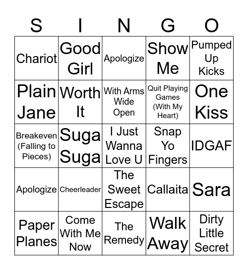 Round 1 Bingo Card