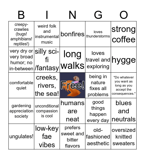 A Bird, You Know The One Bingo Card