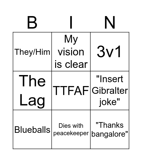 Twitch Stream Bingo Card