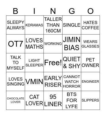 How Similar Are You To Me? Bingo Card