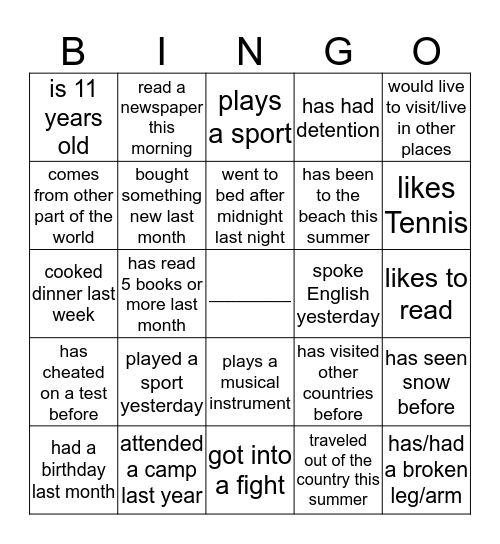 Find Someone Who... Bingo Card