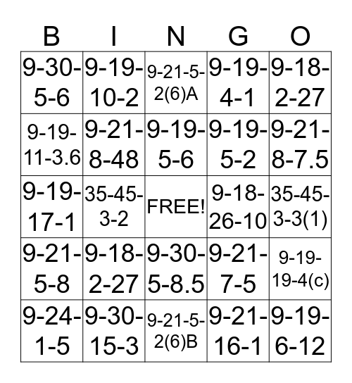 IC Bingo Card