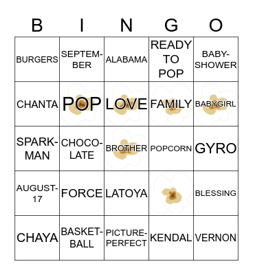 CHANTA & KENDAL'S BABY  Bingo Card