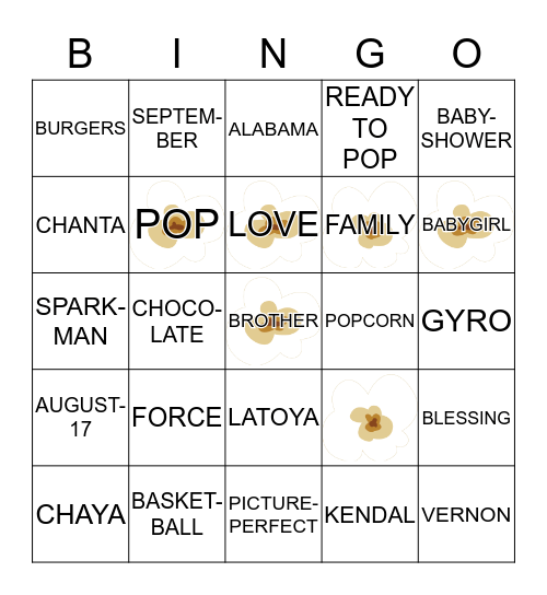 CHANTA & KENDAL'S BABY  Bingo Card