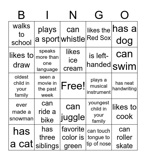 Welcome! Bingo Card