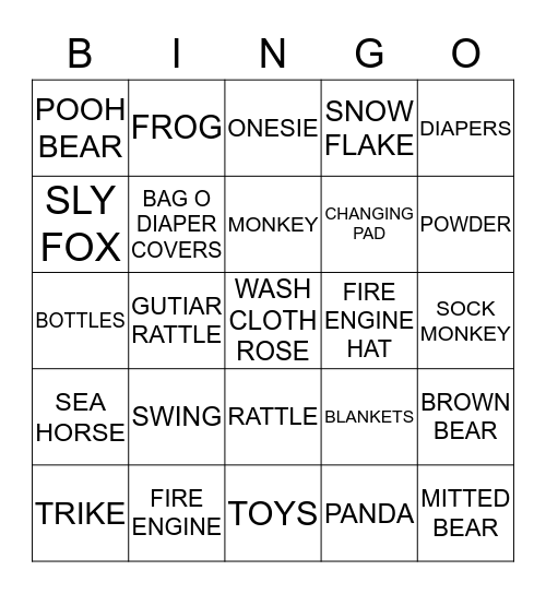 BABY GIFT BINGO Card