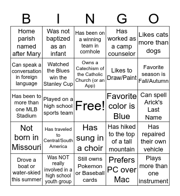 Peer Minister Bingo! Bingo Card