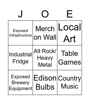 Brewery BingJoe Bingo Card