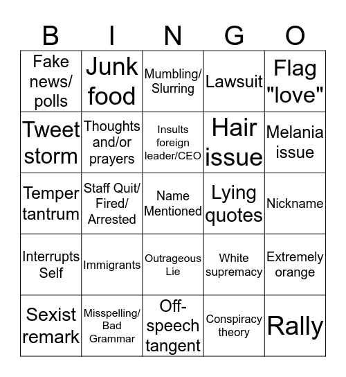 TRUMP CARD Bingo Card