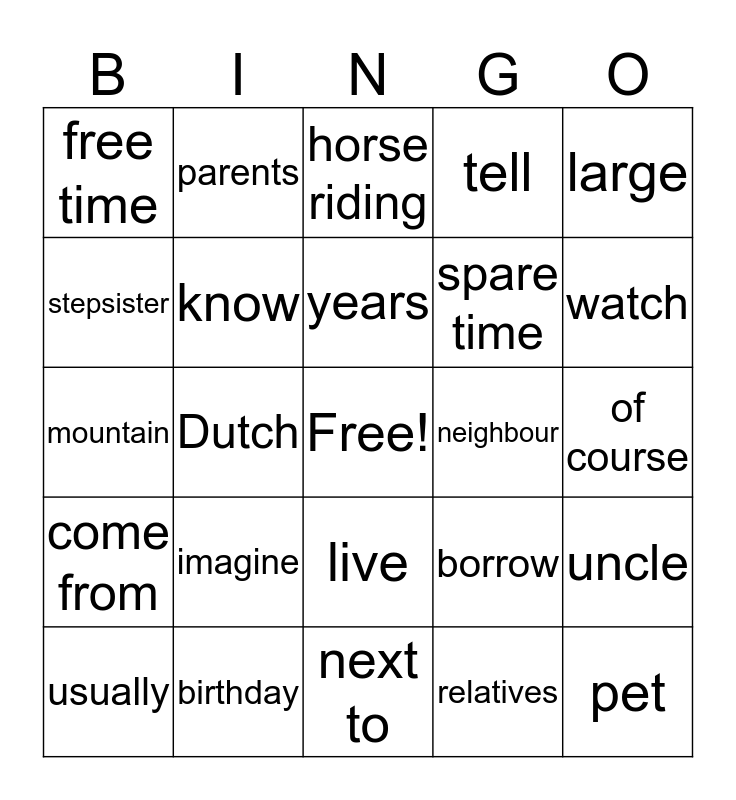1VMBO BK, Chapter 1 A,B Bingo Card