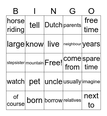 1VMBO BK, Chapter 1 A,B Bingo Card