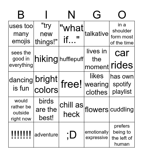 Sanjae Bingo! Bingo Card