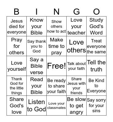 Live Every Day for God Bingo Card