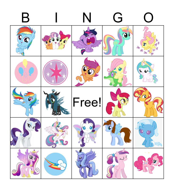 MY LITTLE PONY Bingo Card
