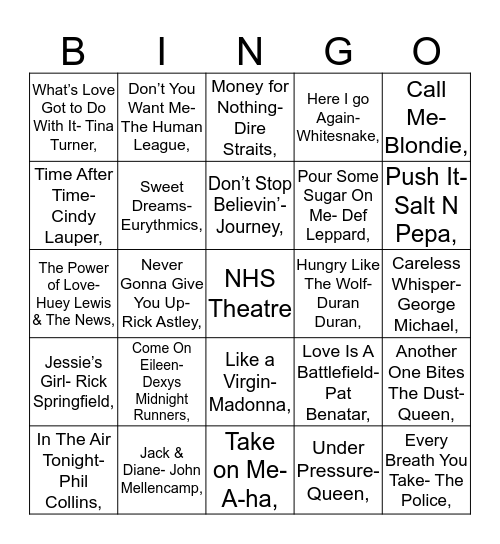 Music Bingo Card