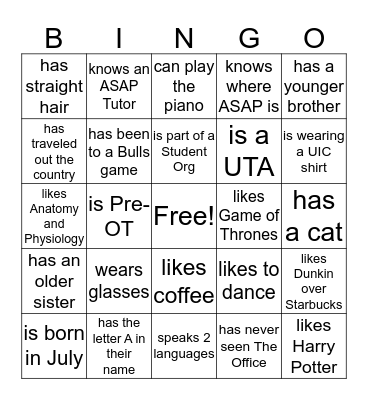 Someone who Bingo Card