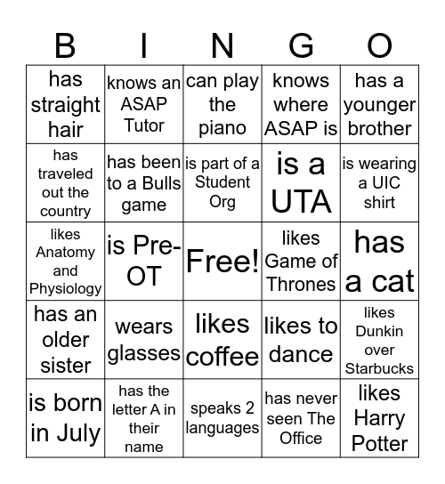 Someone who Bingo Card