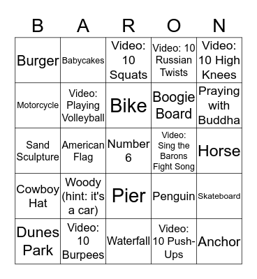 Freshman Football Kickoff Bingo Card