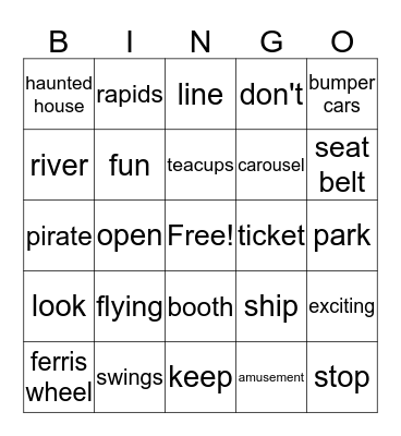Day at the Amusement Park Bingo Card