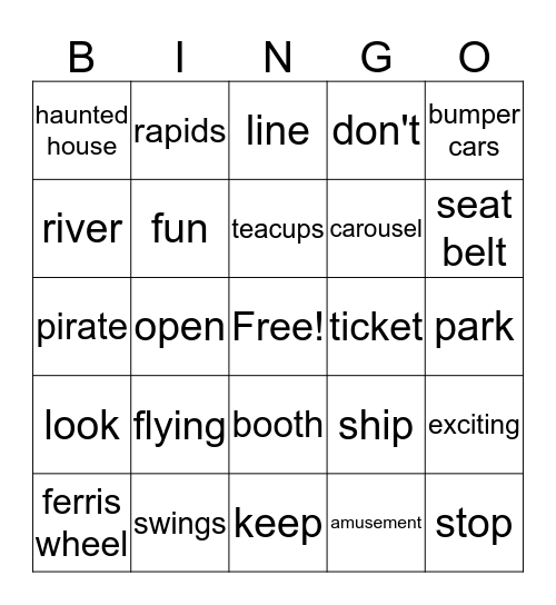 Day at the Amusement Park Bingo Card