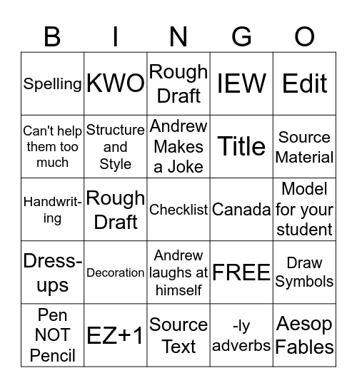 Pudewa Bingo Card