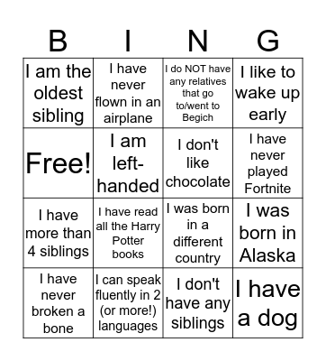 Get-to-Know-You Bingo! Bingo Card