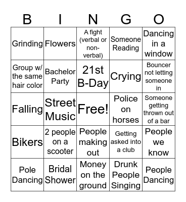 6th Street Bingo! Bingo Card