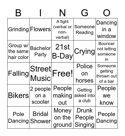 6th Street Bingo! Bingo Card