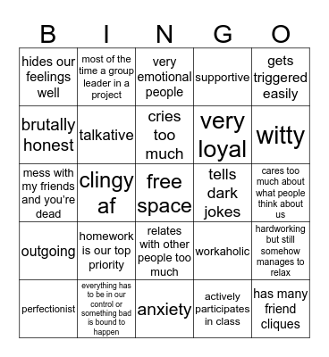 Capricorn Bingo Card
