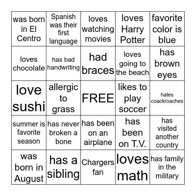BINGO Card