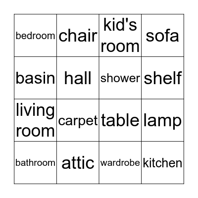 At home Bingo Card
