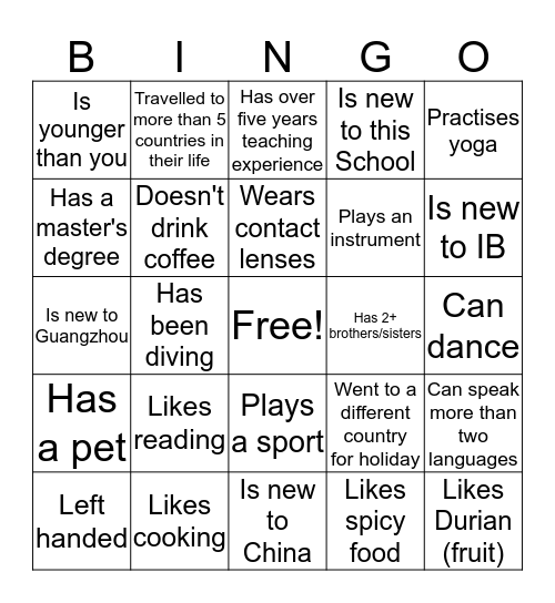 I-EP Welcome Back Bingo Card